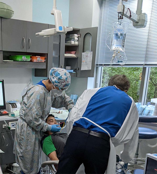 Autistic son undergoing dental anesthesia